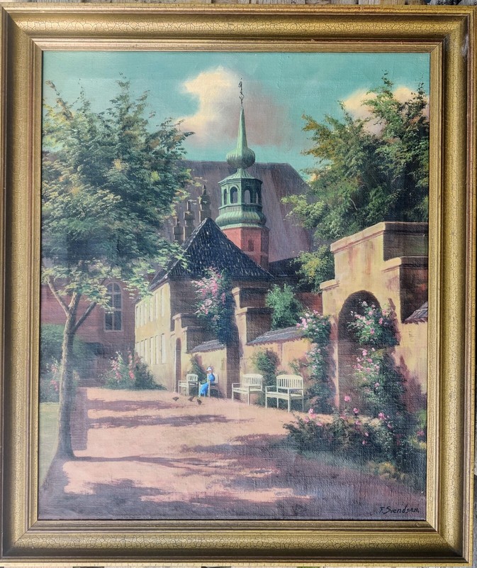 Frederik Svendsen (1885-1975): ROYAL LIBRARY GARDEN, original oil painting