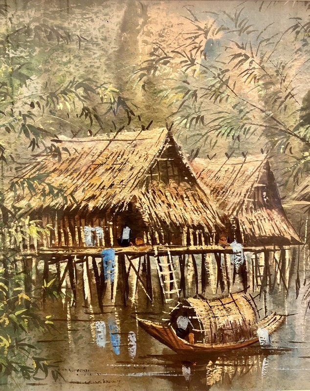 Original Nikit (NK) Kampan Landscape Acrylic Painting On Board 28x21 gallery