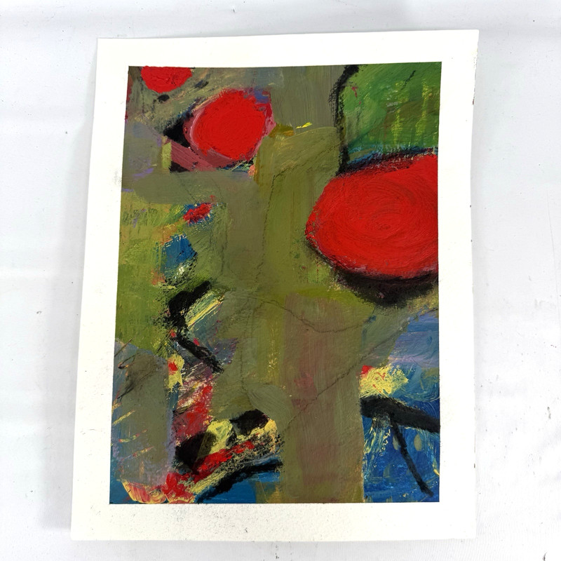 Original Abstract Art Painting on Heavy Paper Colorful Acrylic Signed 9×11.75 B
