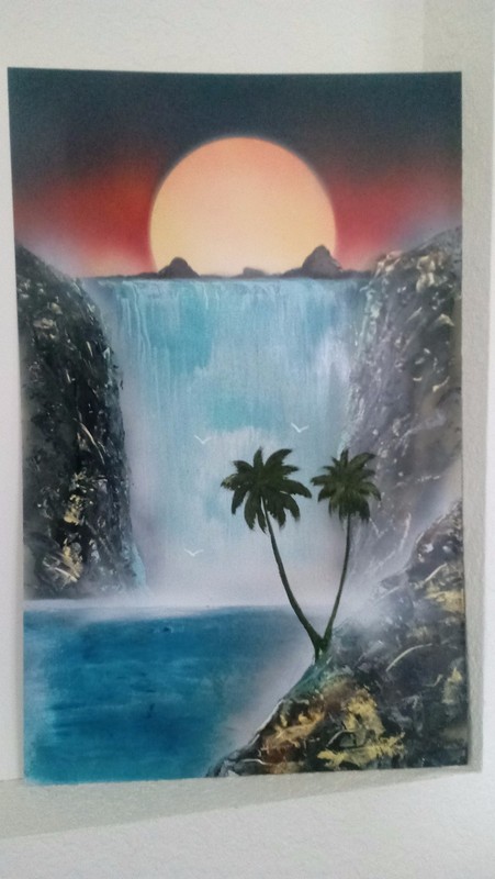 Original Spray Paint Art – Waterfall14in x 22.4in / Poster board