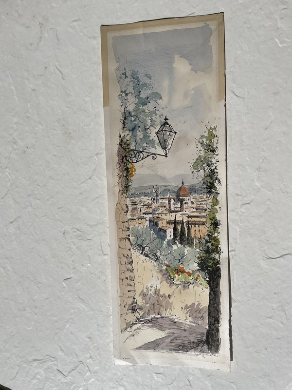 Small European Signed Landscape Town Church In Italy France gallery