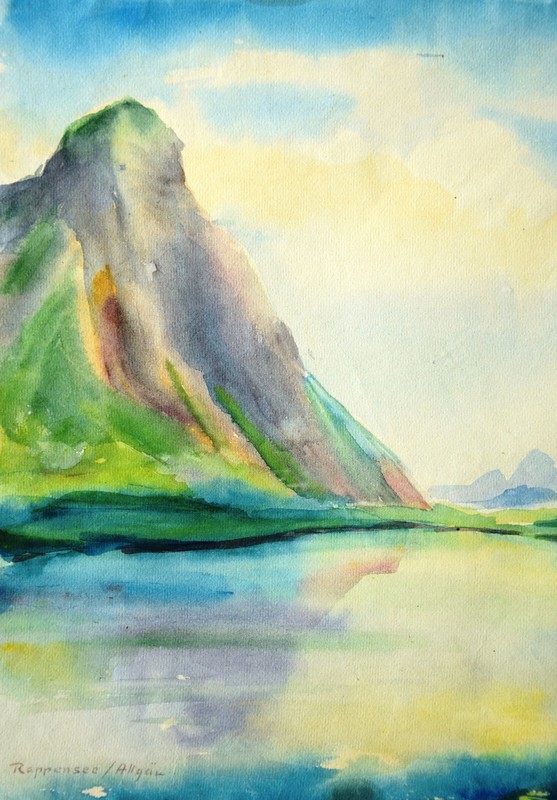 Ewald Becker-Carus 1902-1995 Hamburg/watercolor 1947 Rappensee Oberstdorf Allgäu gallery