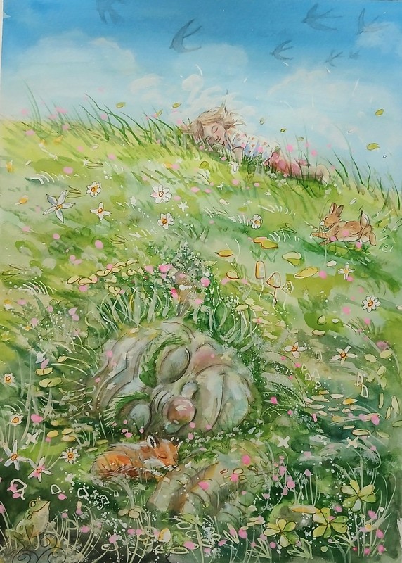 Kay Dawson watercolours A3 Troll under the hill WATERCOLOr