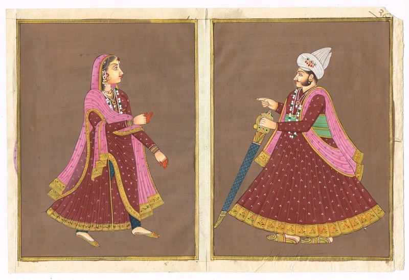 Miniature Portrait Of Maharaja & Maharani Paintings Rajasthani Art 12×8 Inches
