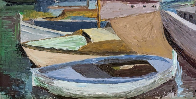 Ernst H. Flentjen (1966) - "Port Scene Saint-Tropez" - Large Oil Painting 80x50 cm gallery