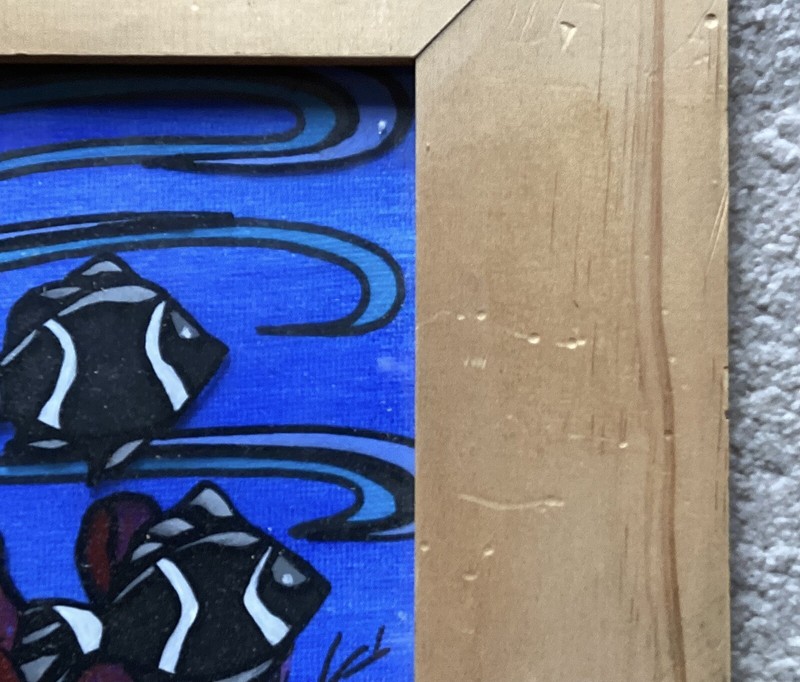Lot of 2 Vintage Original Acrylic/Oil on Fabric Of Tropical Fish, Signed TLCA gallery