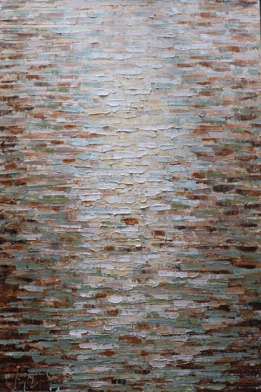 Textured Abstract Painting 24x36 | Earth Tone Wabi-Sabi Wall Art, Rustic Modern