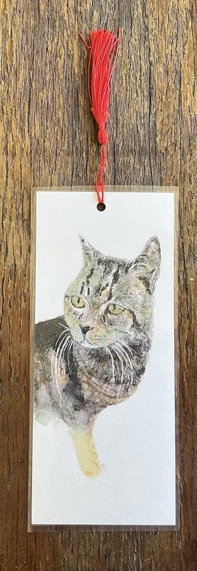 Bookmark / Page Marker laminated artwork Watercolour Cat By Kenna 9cm X 21cm