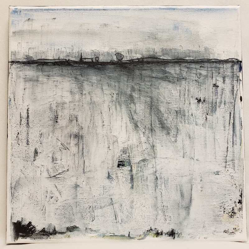 No.633 Original Abstract Modern Minimal Landscape Painting By K.A.Davis