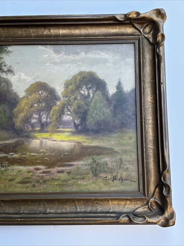 ANTIQUE EARLY CALIFORNIA LANDSCAPE PAINTING 1910 CARL DAHLGREN LISTED FAMOUS OIL gallery