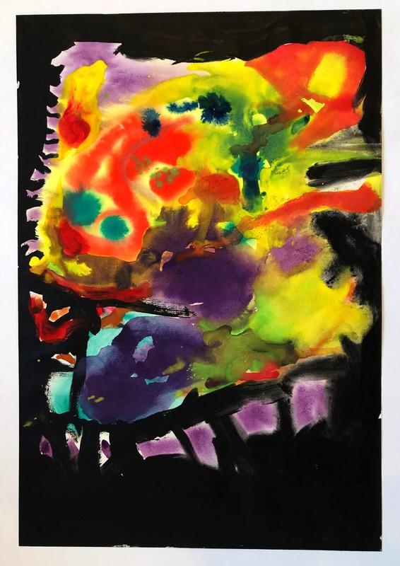 COLORFUL ABTRACT MODERNIST AVANT-GARDE NONOBJECTIVE COBRA GROUP STYLE PAINTING