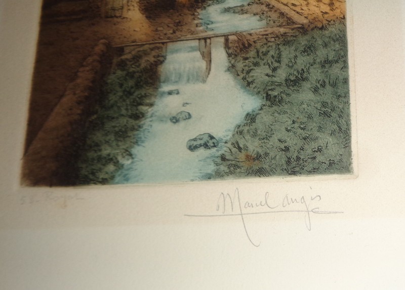 Antique Aquatint Color Etching Marcel Augis Signed Print 53 Royal gallery