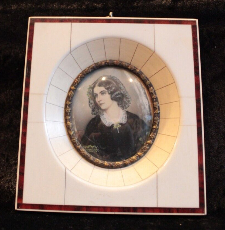 Portrait Magnifying Glass Painting Lola Montez Miniature Painting