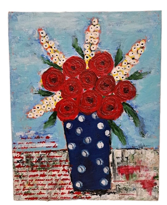 Red Roses Bouquet 11×14 Original Acrylic Painting