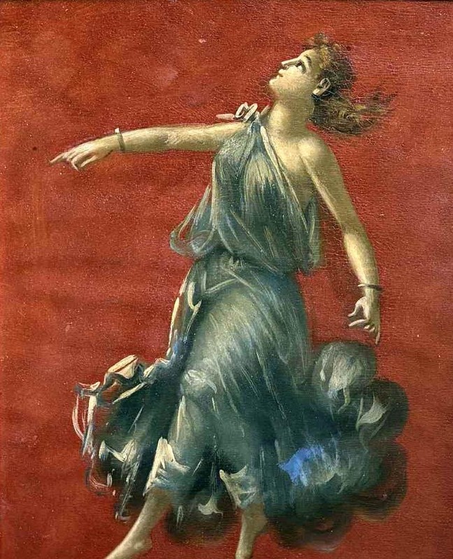 19th Century Italian Oil – Dancing Maenad in Pompeian Red - Berlingieri gallery