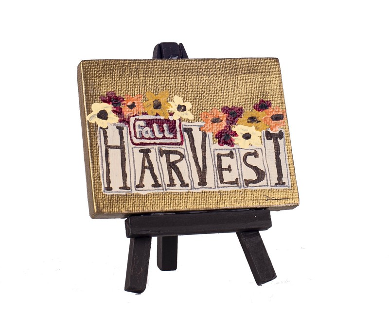 «Fall Harvest I» Original Table Art Painting w/Easel by Dawn M. Wayand