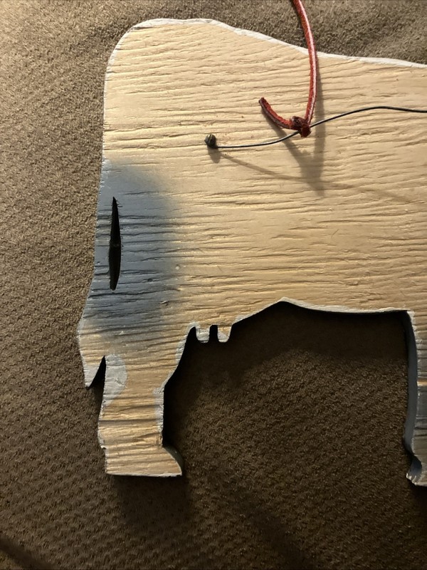 OOAK HANDMADE HAND PAINTED SIGNED COWS IN FIELD NEAR STREAM LEATHER HANGER gallery
