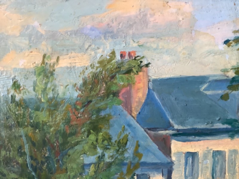 ANTIQUE IMPRESSIONIST OIL PAINTING - MYSTERY FRENCH PLEIN AIR - GARDEN HOUSE gallery