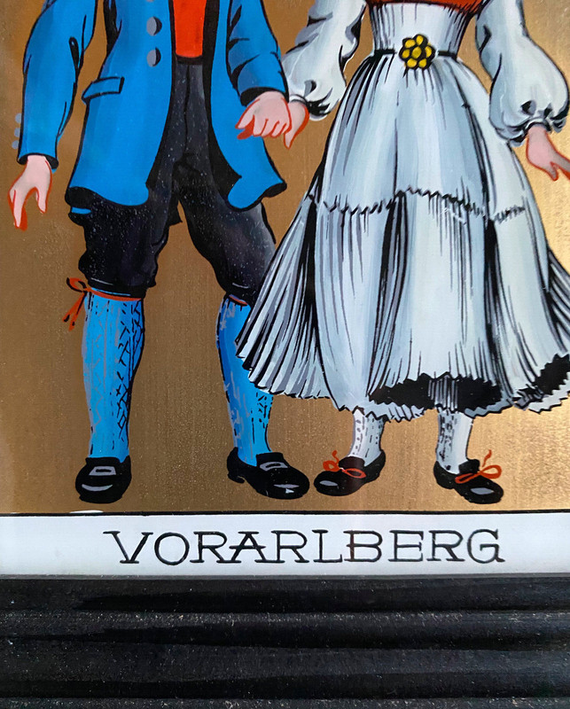 Reverse glass painting glass picture Vorarlberg traditional costumes gallery