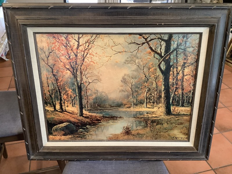 Robert Woods Vintage Print October Morn Litho on Heavy Card Stock 18”x24” Framed