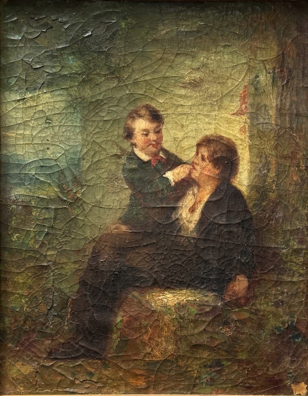 Theophile-Emmanuel Duverger (French),19th C Realistic O/C "A Touch of Pampering" gallery