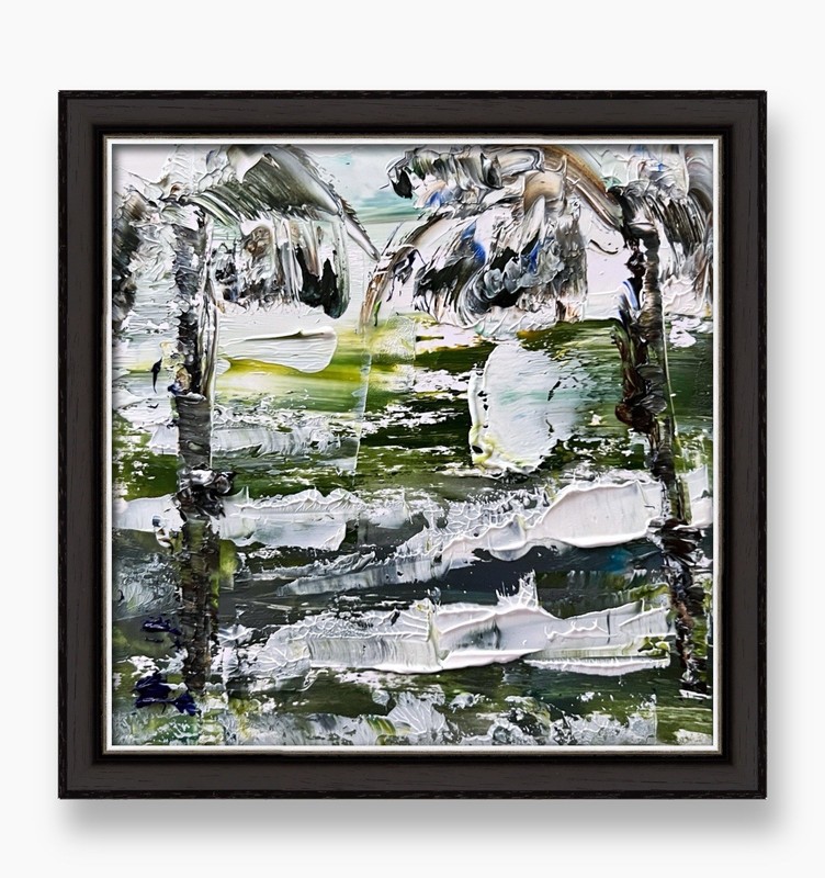 Modern Bali Landscape Painting • Abstract Palm Trees & Green Fields Original Art gallery