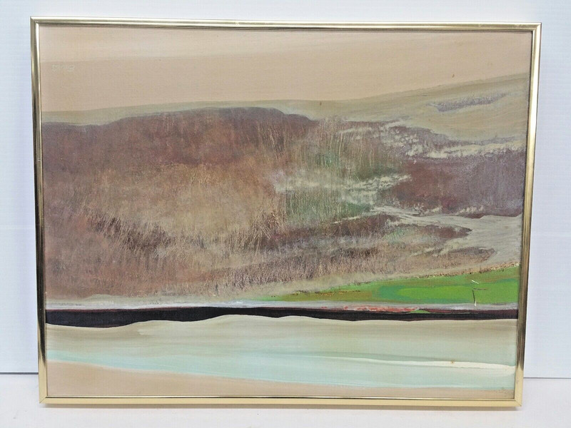 Marjorie Erbes Abstract Landscape Acrylic Painting on Canvas 18 1/4» x 14 1/4»