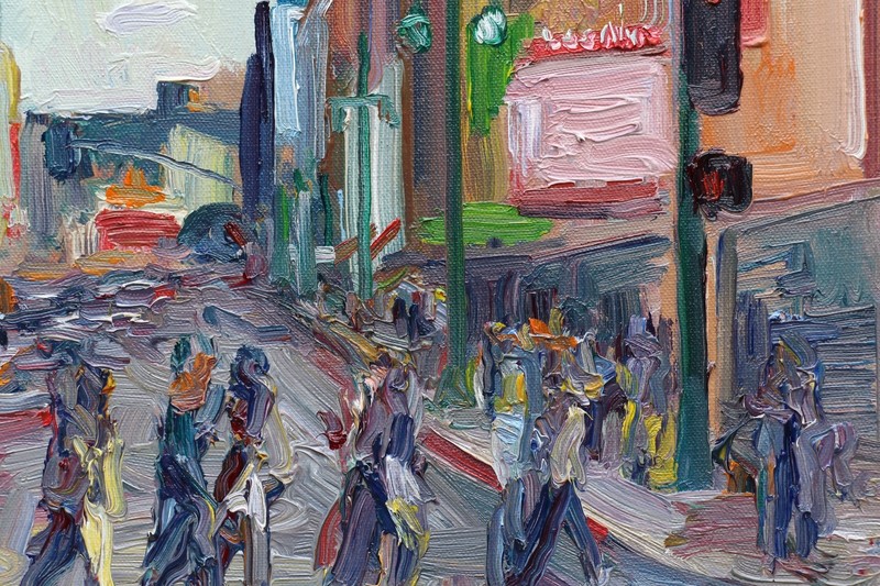 5th & Broadwy Downtown Los Angeles PleinAir Impressionism John Kilduff 22" x 28 gallery