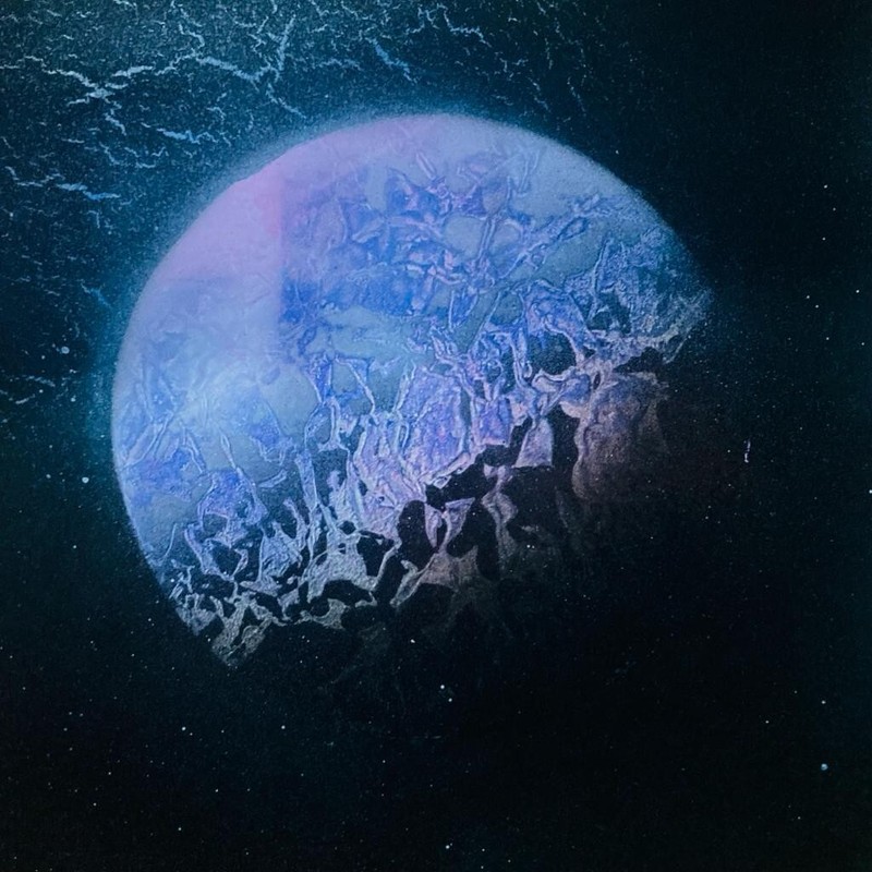 Purple Cosmic Reverie- Handcrafted Spray Painted Planet Art on Paper