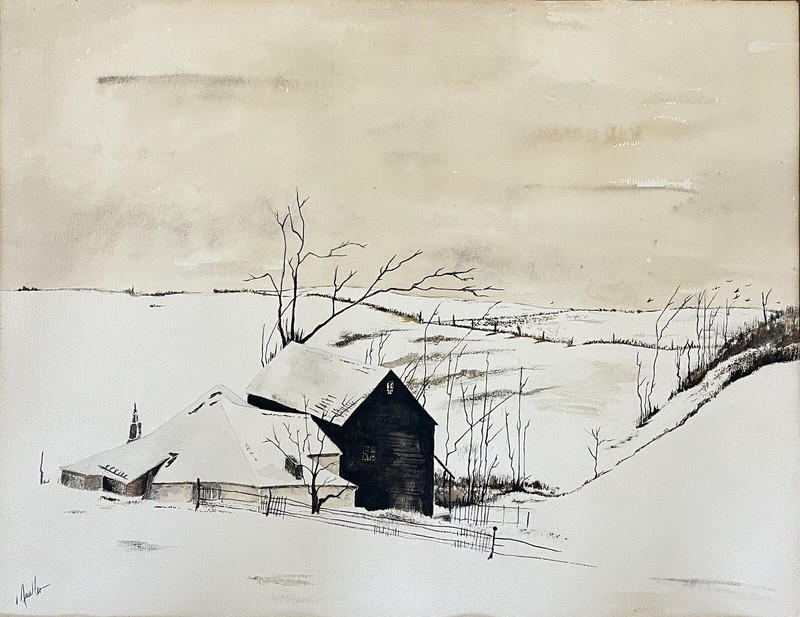 ORIGINAL VINTAGE WATERCOLOR AFTER ANDREW WYETH “THE CORNER” LARGE 19×24”