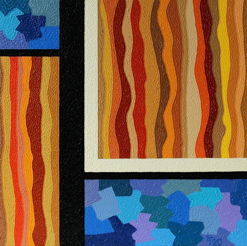 Hardboard on a subframe Warm memories oil 2022 Handmade 15,75×15,75
