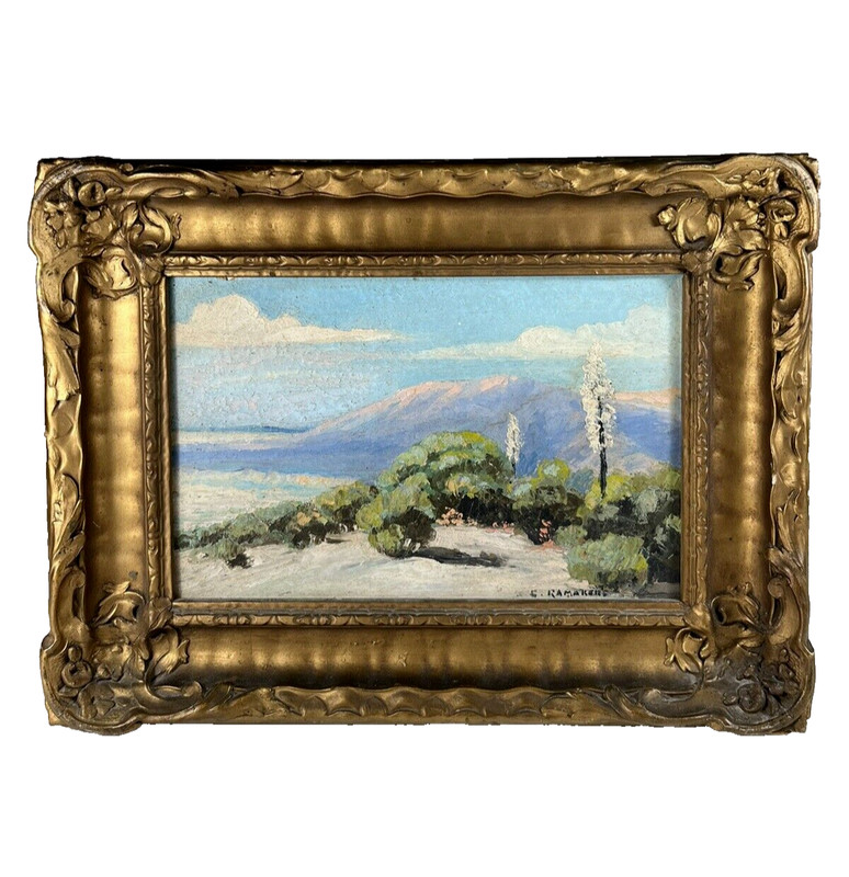 OLD SOUTHWEST DESERT LANDSCAPE IMPRESSIONIST ANTIQUE PLEIN AIR OIL PAINTING