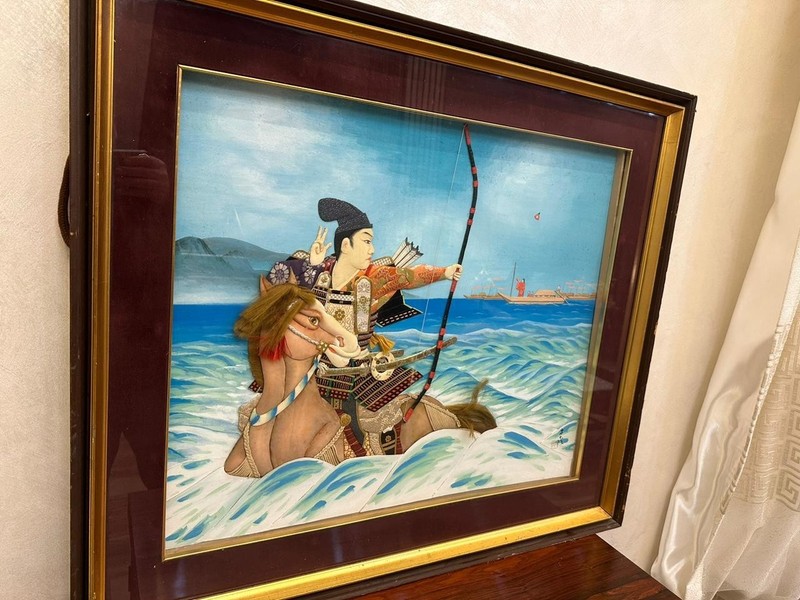 Original Japanese Watercolor Painting – Samurai Archer – Framed – 37” x 33”