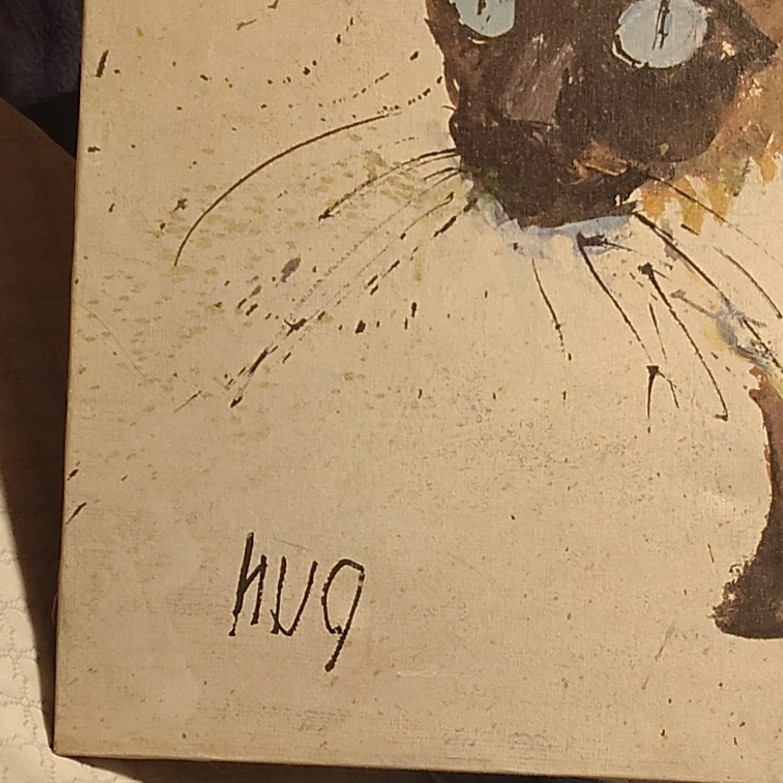 MVO Original Signed Expressionist Cat Animal Head Painting on Canvas, Unframed gallery