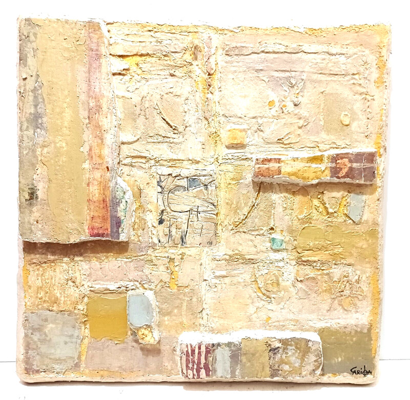 1996 LISTED AMERICAN ROBERT CARIOLA SIGNED M/M 3-D ABSTRACT «YELLOW GROUND»