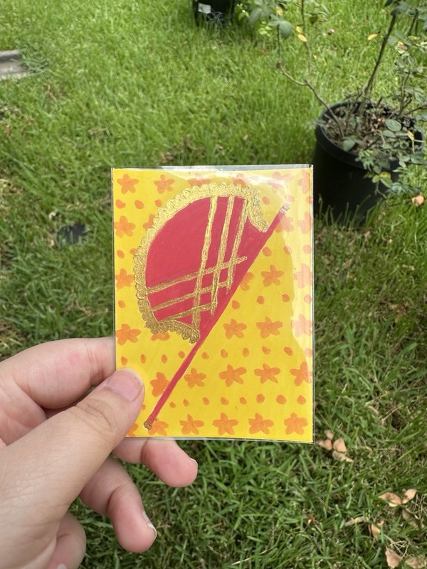 “Pakistani hand fan” ACEO series in acrylic | ORIGINAL ACEO by OrpheusMakes 3/5