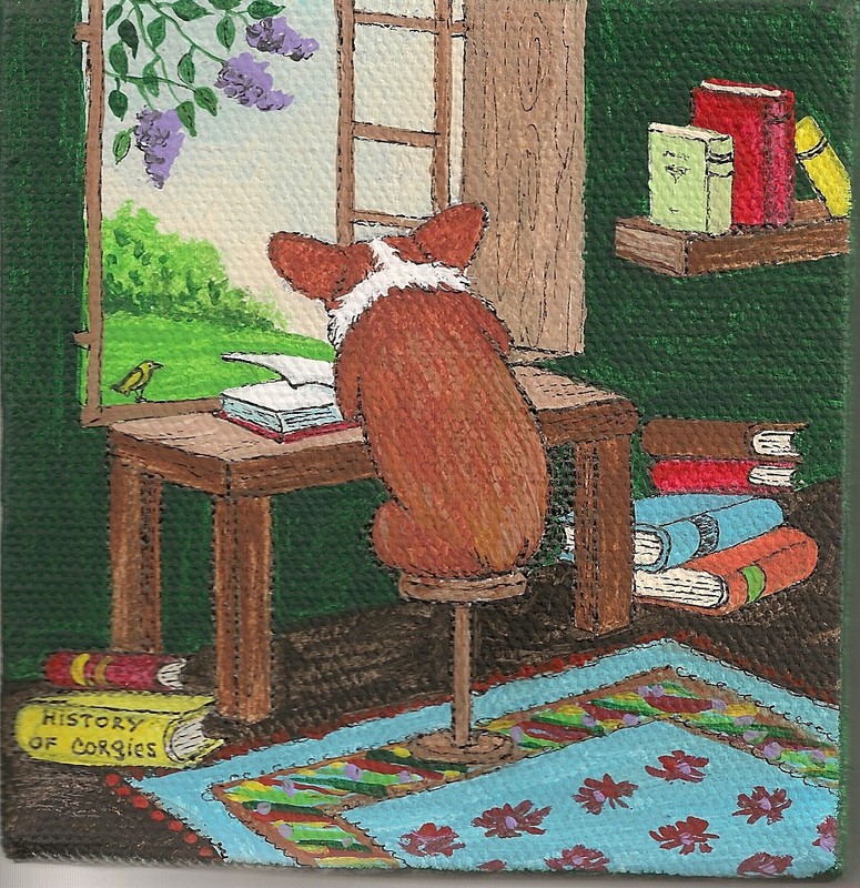 4X4 PRINT OF PAINTING FOLK ART RYTA PEMBROKE WELSH CORGI ILLUSTRATION Book Dog