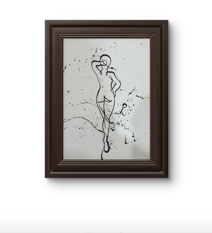 original abstract acrylic painting female figure 9×12 paper wall art home decor