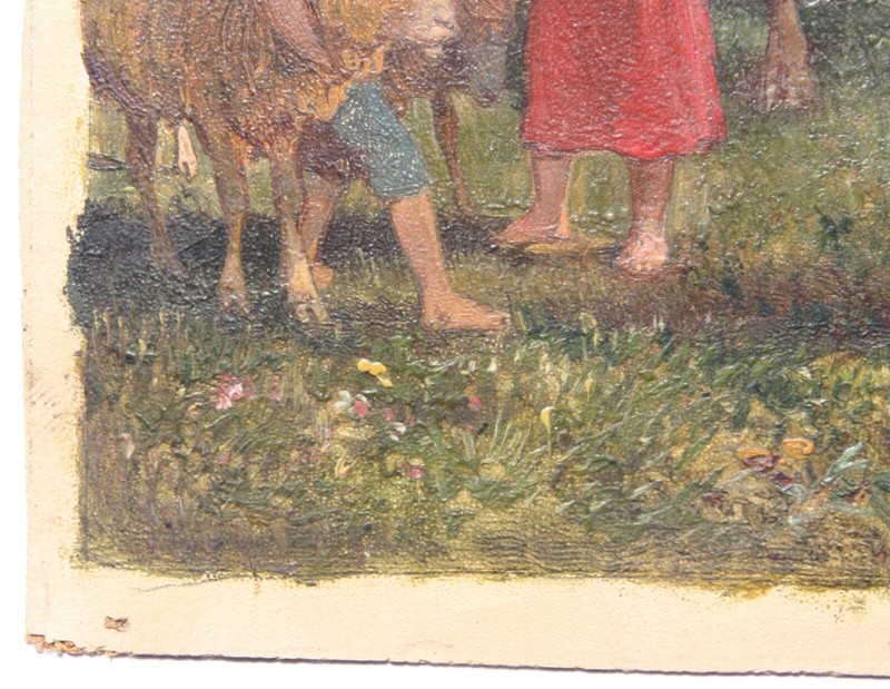 Children with Cows & Sheep in an Idyllic Mountain Landscape, Painting, 19th century gallery