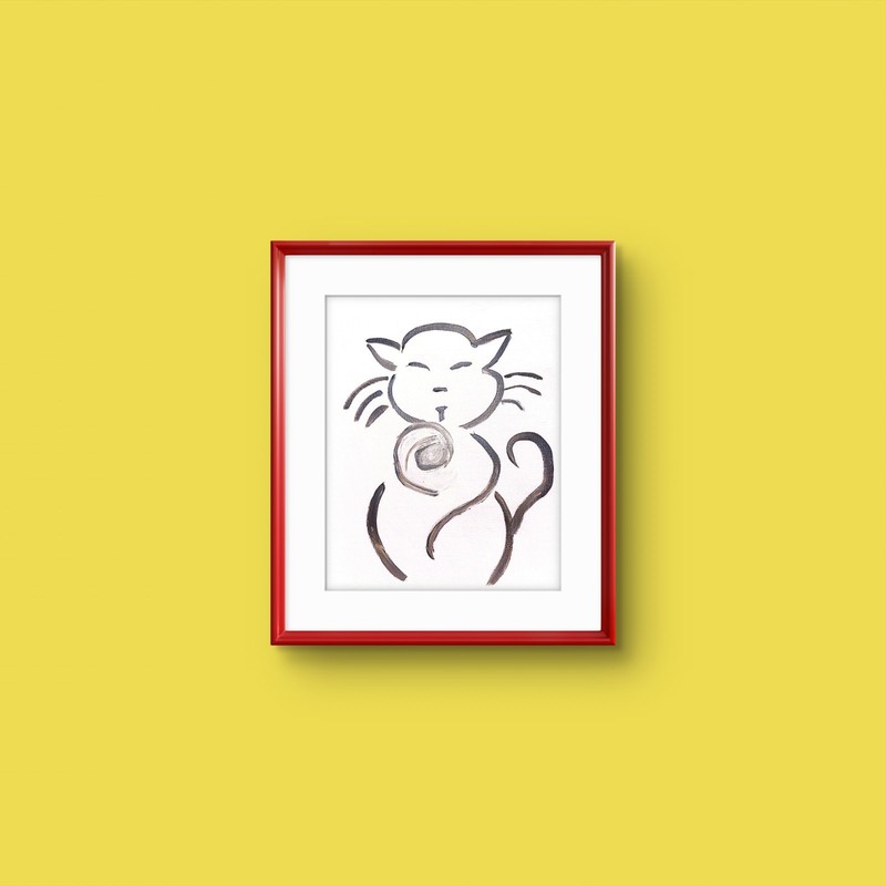 One Sassy Kitten Original Expressionism Acrylic Abstract Canvas 11x14 Canvas gallery