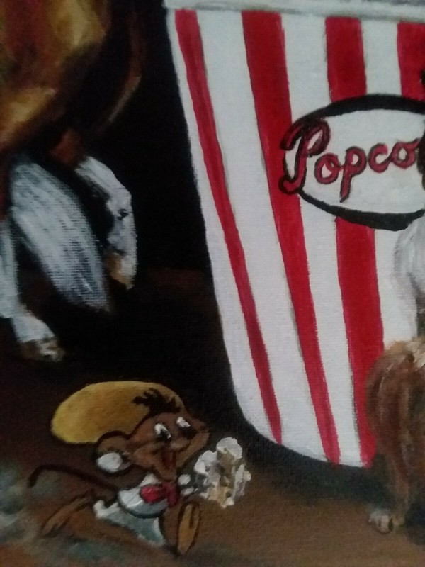 Original nostalgic painting "Saturday at the Movies" by kholland 16x20 gallery