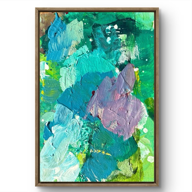 PORTIA Original Abstract Purple Turquoise Bruny Island 10x15cm Painting Tasmania