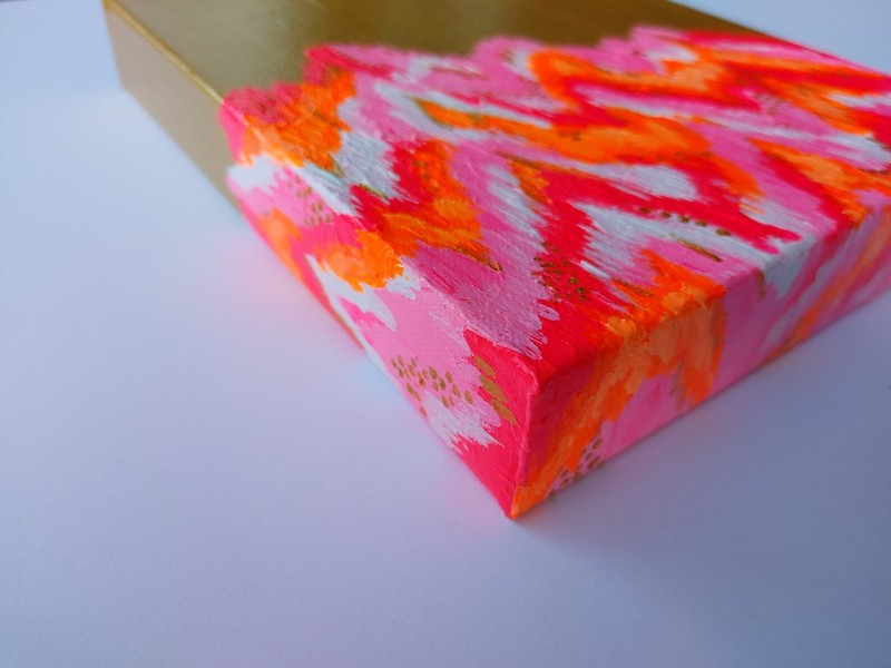 Original Abstract Acrylic Painting: Pink, Orange, Gold - 8"x10" Canvas preppy gallery