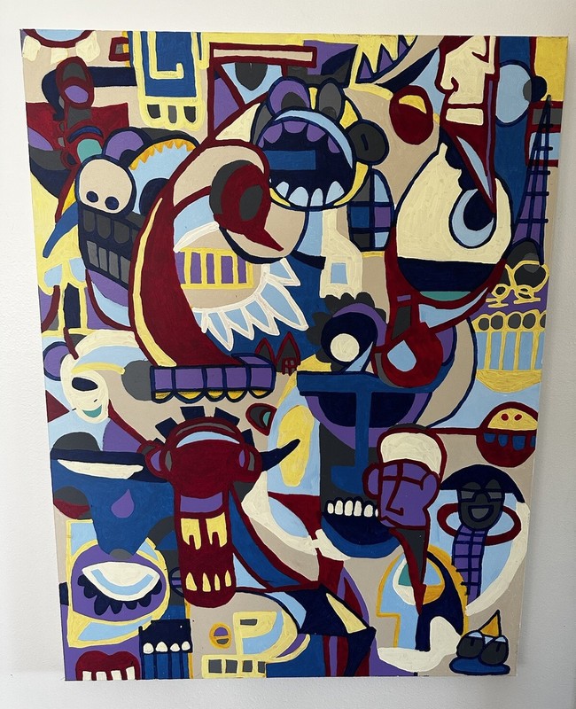 36×48 inch «Johnny Davis Abstract Acrylic on Canvas Painting – Original Artwork»