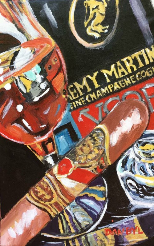 Original Cigar Remy Martini Cognac Art PAINTING DAN BYL Contemporary 19x12 inch gallery