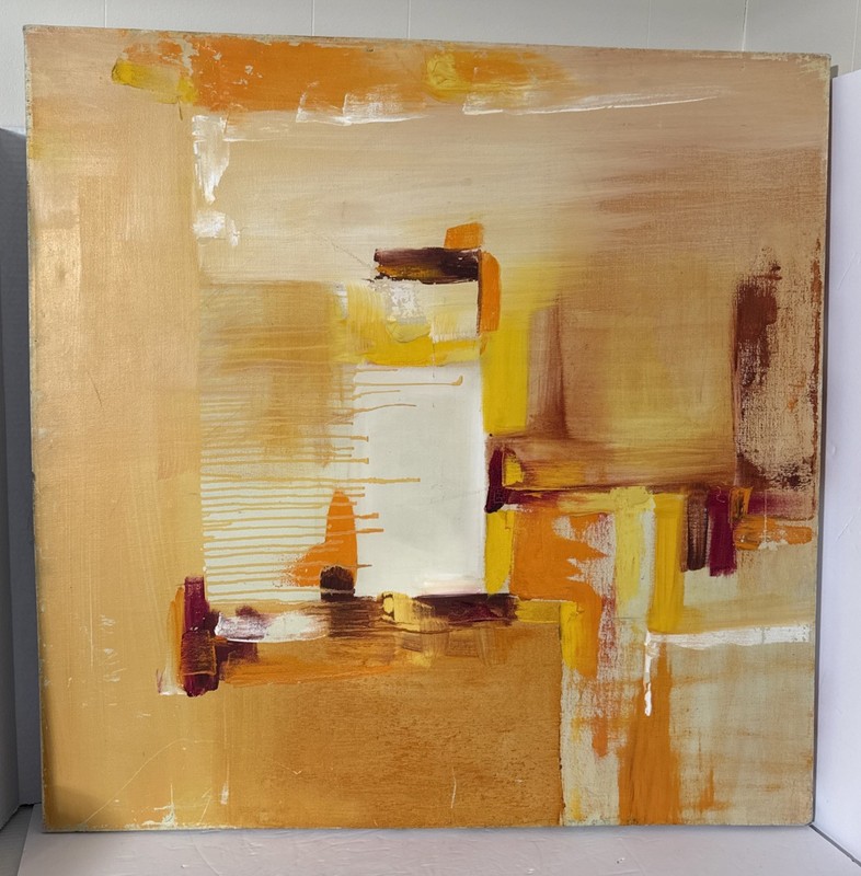Original Large Abstract Vibrant Painting in Yellow Orange And Red Tones-OOAK