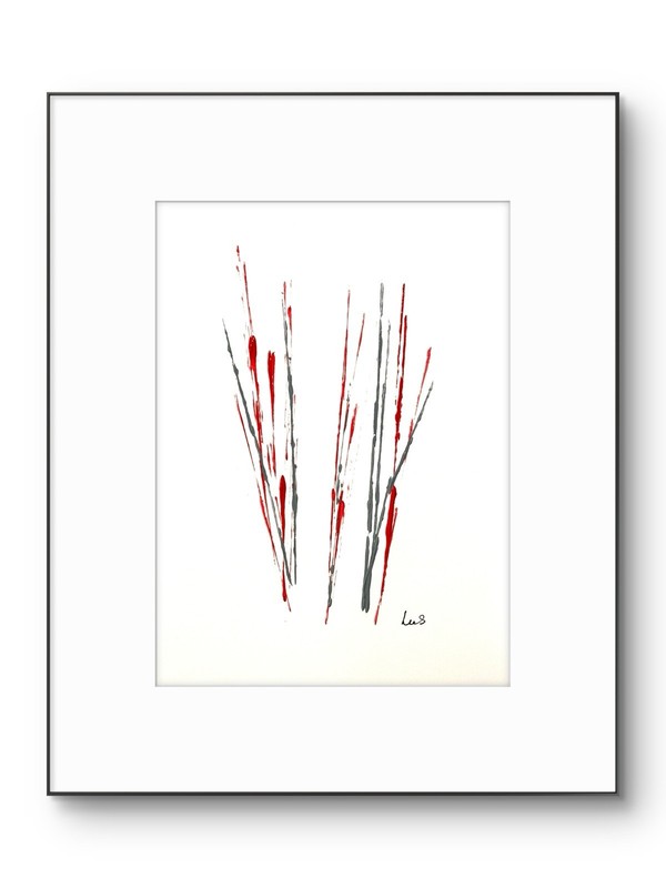 Original Abstract Expressionism 9×12 Red and Grey Handmade Signed Fine Art 20
