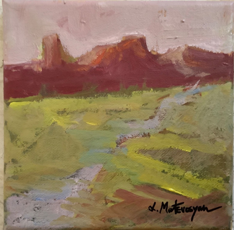 Original Impressionism Landscape 6”x6” Oil Painting Signed