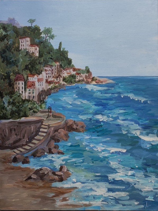 SEA VIEW ORIGINAL PAINTING canvas on board by Europe artist Yu.Pavlus