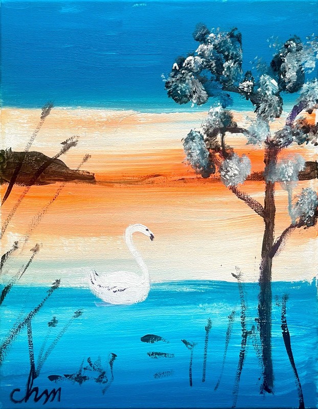 11 x 14 Sweet Duck Expressionism Original Handmade Signed Colorful Art